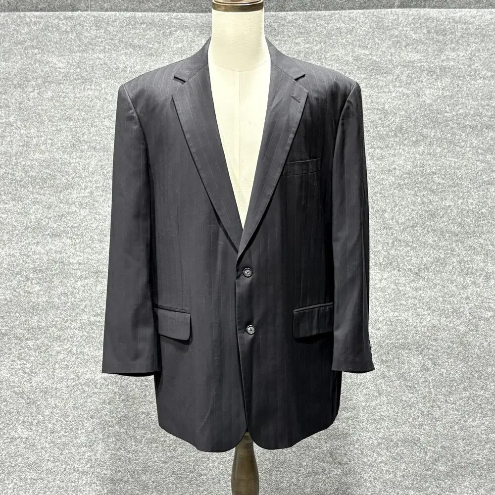 Hong Kong Grand Custom Clothes Blazer Mens 48 Charcoal Pinstripe 2 Button